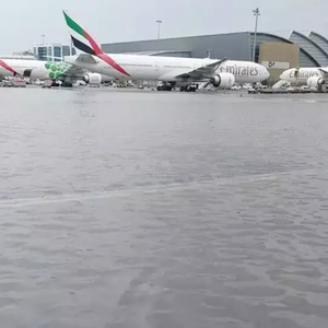 दुबई एयरपोर्टमा आएको बाढीका कारण विमानस्थल अस्त–व्यस्त, उडान रद्द