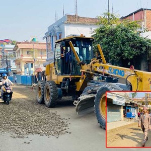 बिर्तामोडको अतिथि सदन रोडको स्तरोन्नतिको काम धमाधम हुँदै 