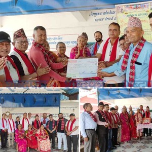 साहित्य चौतारी बिर्तामोडद्धारा कनकाई माविमा रु.५,५५,५५५ को अक्षयकोष स्थापना गरी हस्तान्तरण 