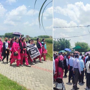 शिक्षकहरुले कनकाईमा पनि गरे बिरोध प्रदर्शन   
