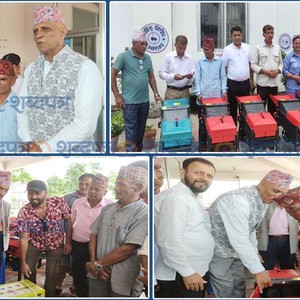 कनकाईका कृषकलाई मोटर र मकै छोड्याउने मेसिन बितरण