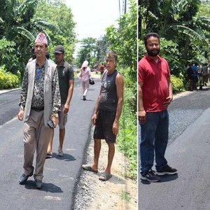 बिर्तामोडमा  सडक कालोपत्रेको काम तीब्र गतिमा अघि बढ्दै  