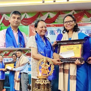 नारी सञ्चार गृहद्वारा पत्रकार भण्डारी र घिमिरे पुरस्कृत